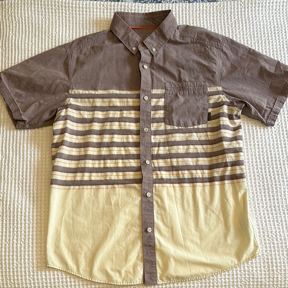 Mountain Hardwear Dusty Purple and Cream Striped Button Up